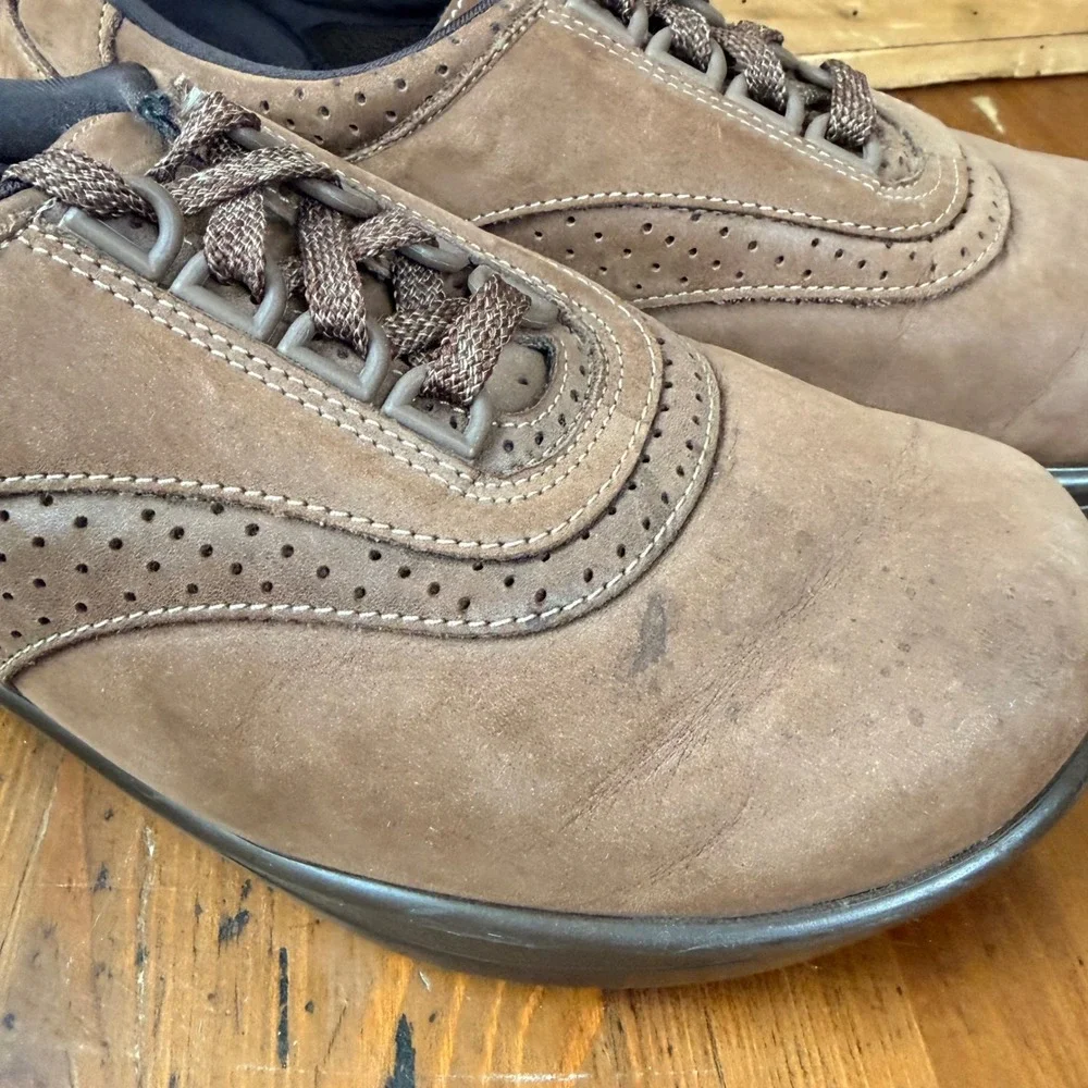 SAS Walk Easy Brown Nubuck‎ Leather Walking Shoes Womens 7W Made in USA Comfort